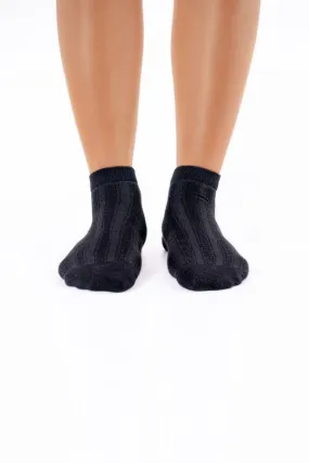 Calcetines Modal Cable-Knit Ankle - All Black