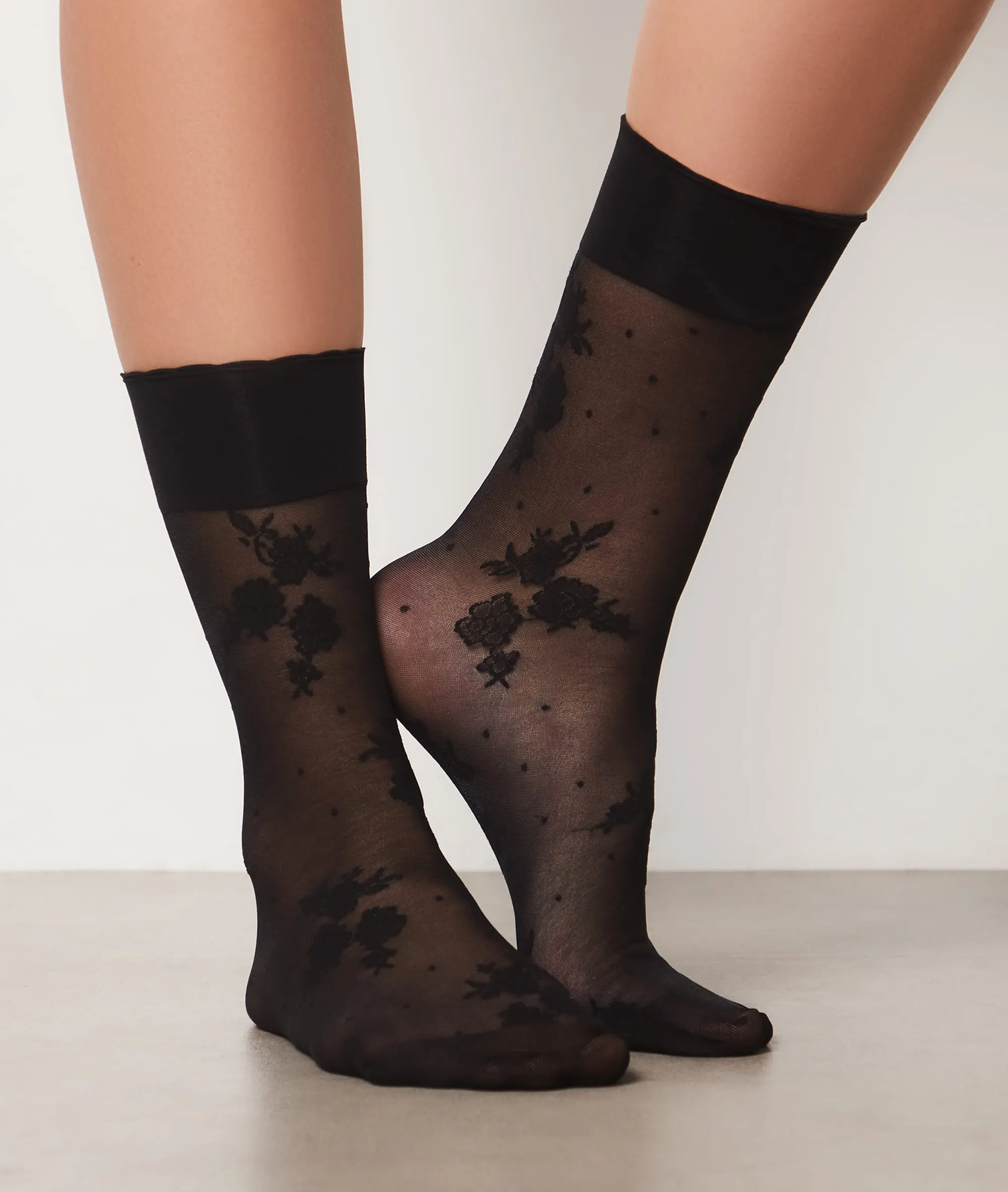 Calcetines transparentes GLAM FLEURS NOIR - ETAM