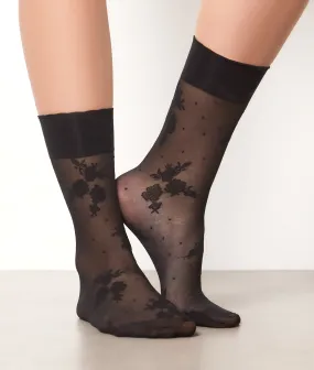 Calcetines transparentes GLAM FLEURS NOIR - ETAM