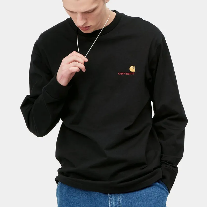 Camiseta Carhartt WIP: LS American Script T Shirt (Black)