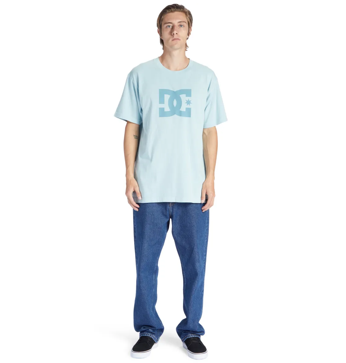 Camiseta de hombre  DC manga corta DC STAR PIGMENT DYE -Forget Me Not Enzyme Wash REF-ADYZT05223 (bglw) AZUL