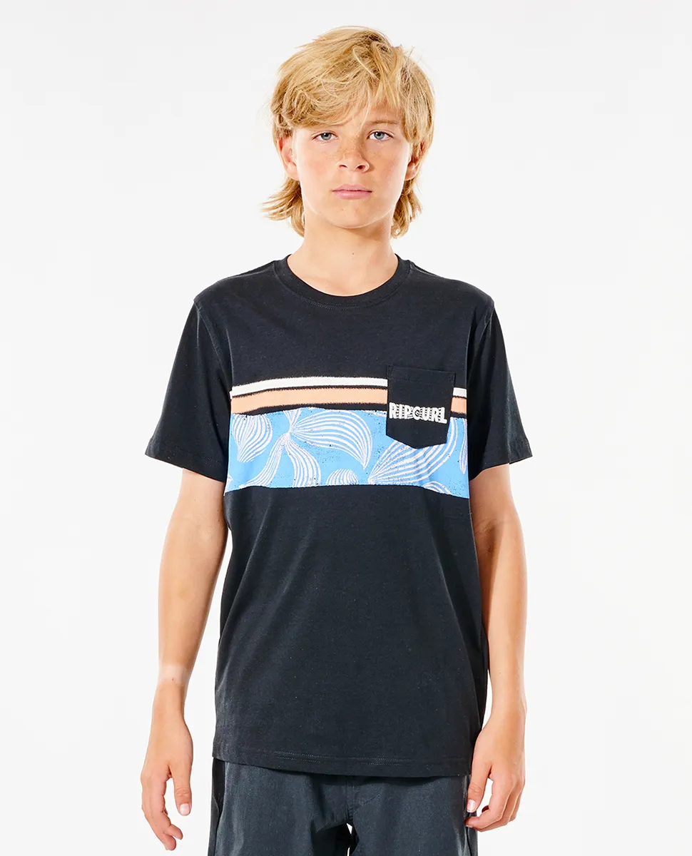 Camiseta RIP CURL Niño manga corta surfera bolsillo pecho Blocker black Ref. KTEVX9 negra