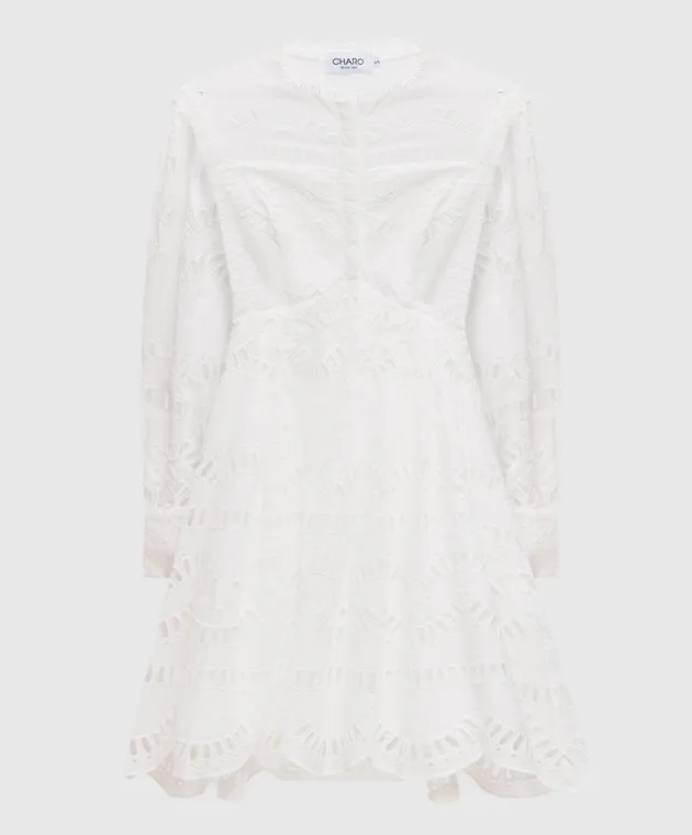 Charo Ruiz Franca white shirt dress with broderie embroidery