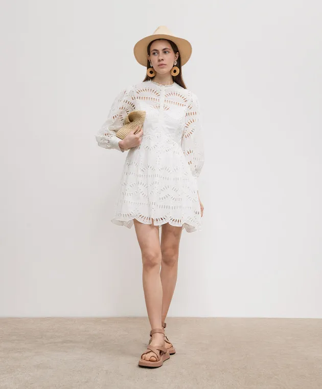 Charo Ruiz Franca white shirt dress with broderie embroidery