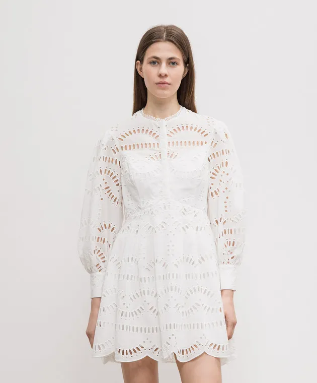 Charo Ruiz Franca white shirt dress with broderie embroidery