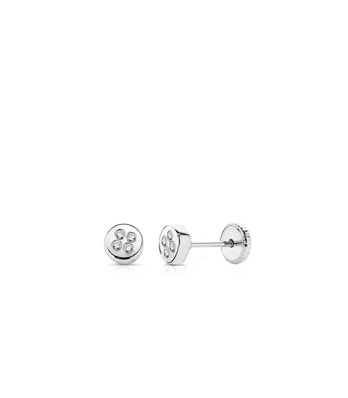 Clous d'oreilles or blanc Elma 18 Carats