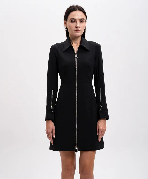 Dondup Black wool mini dress with logo