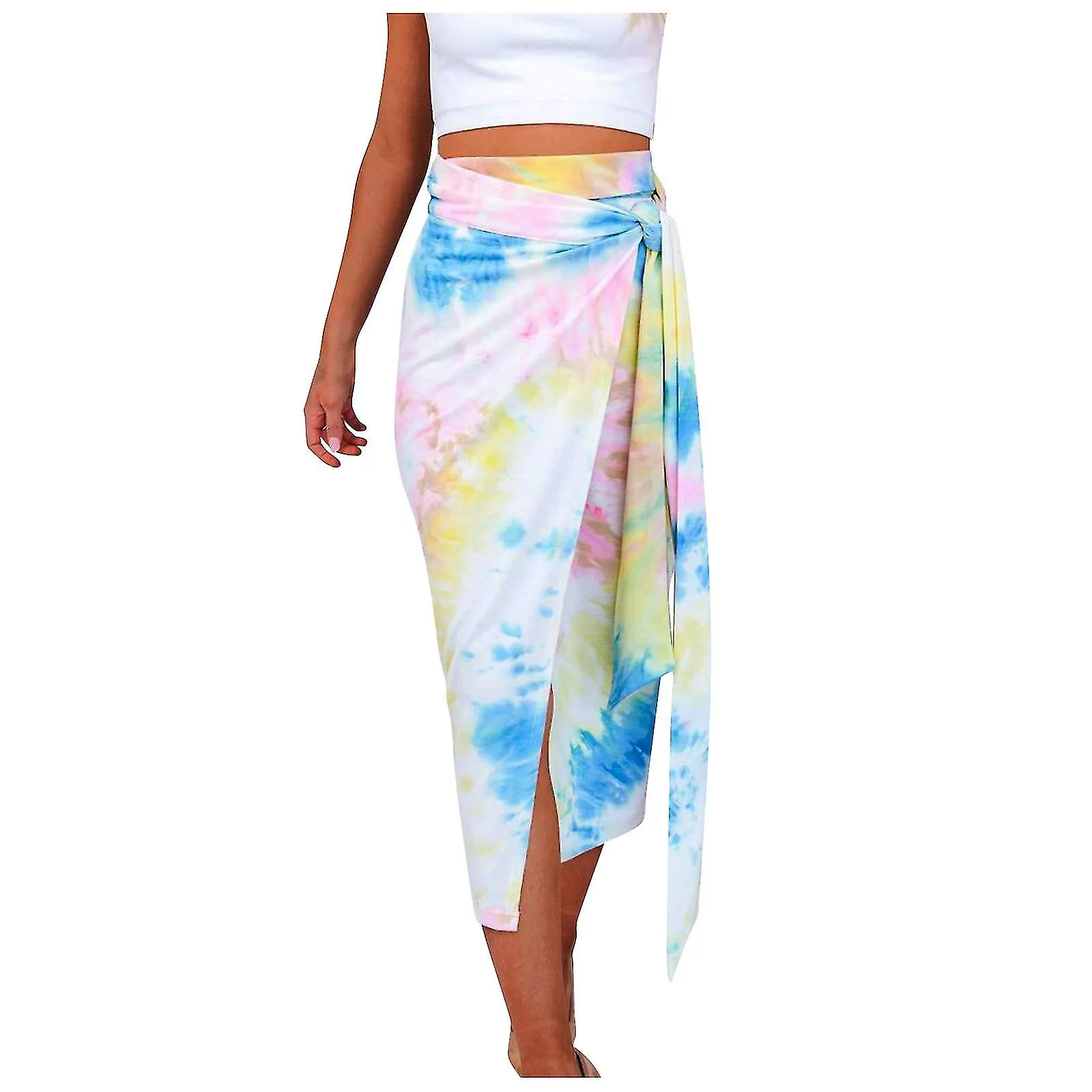 Fashion Women High Waist Tie-dye Print Fashion Girls Sexy Lace-up  Skirt