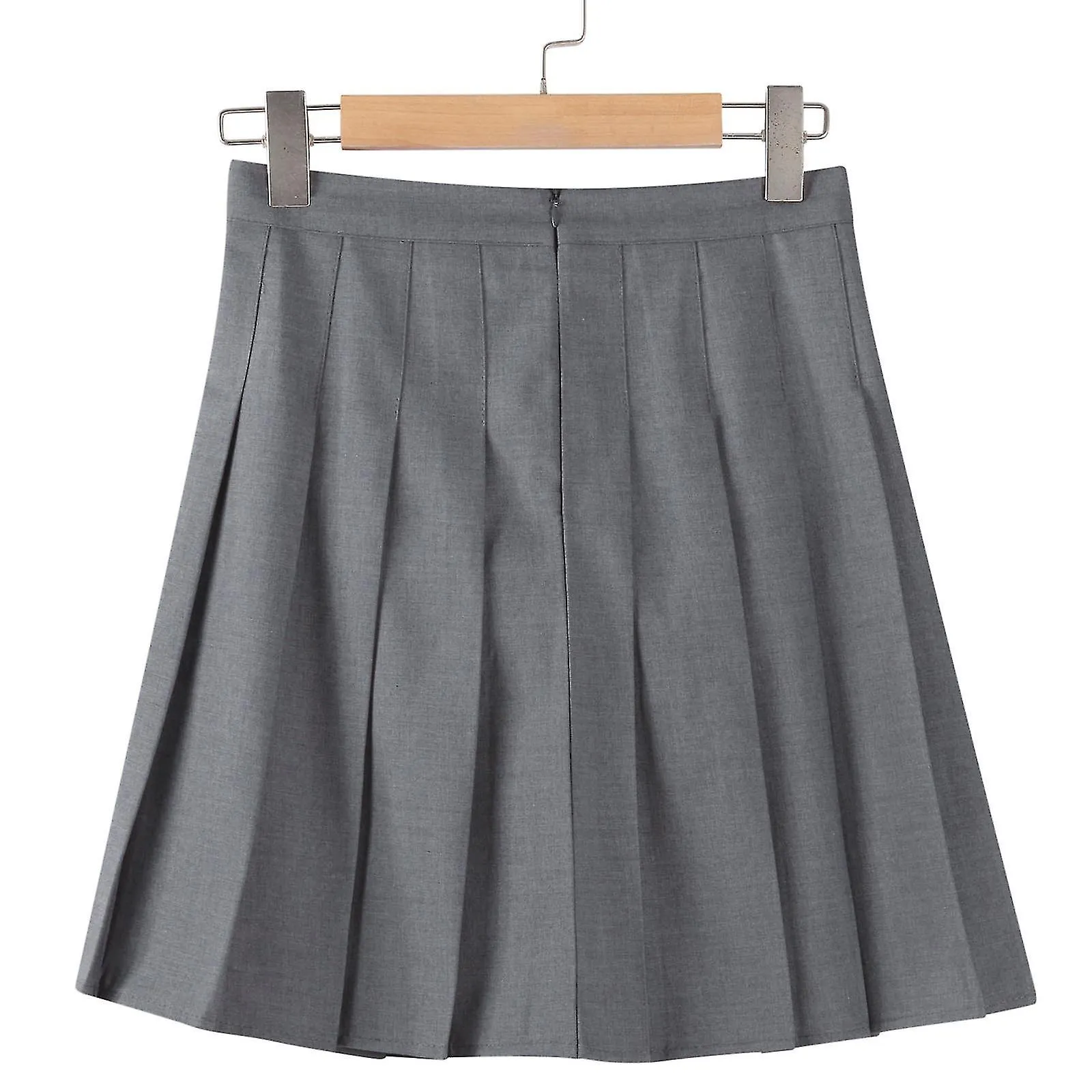 Fashion Women Pleated A-line Skirt Anti-burnout Solid High Waist Short Skirt