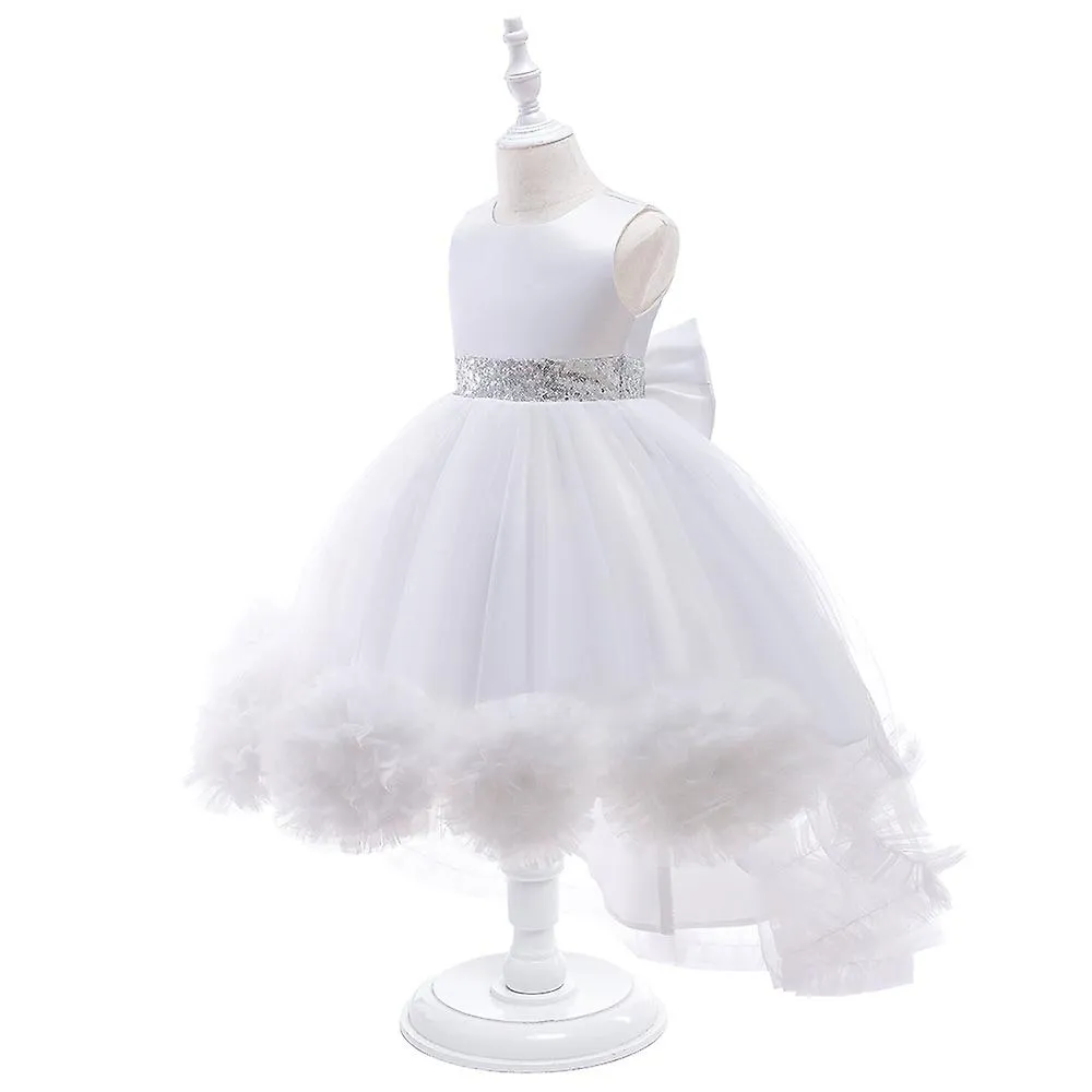 Flower Girls Bridesmaid Princess Dress Kids Evening Party Birthday Tutu Dress White