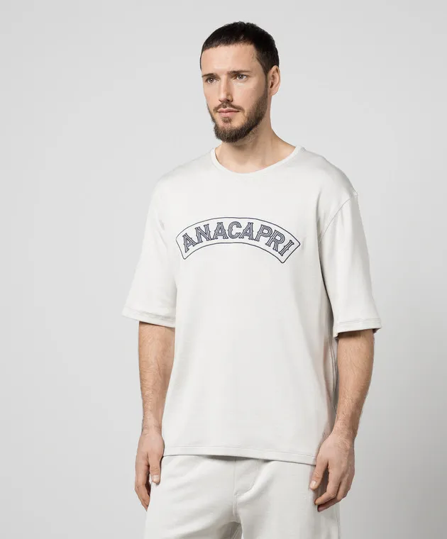 ISAIA Gray t-shirt with embroidery