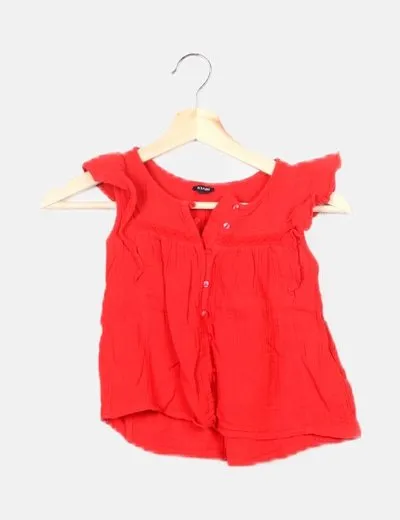 Kiabi Blusa roja detalle volante