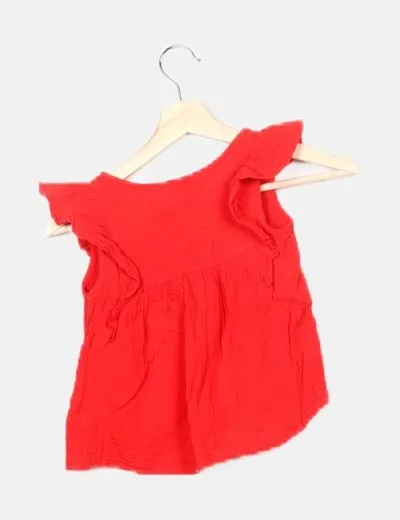 Kiabi Blusa roja detalle volante