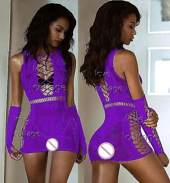 Ladies Sexy Lingerie Dress Thong Babydoll See-through Fishnet Pajamas Dress