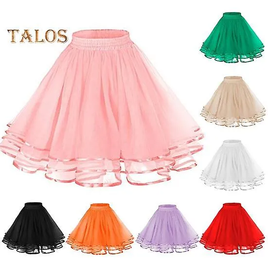 Mesh Tulle Skirt with Elastic Waistband Solid Color Three-Layered Princess Skirt Cosplay Weddings Parties Knee-Length Skirt