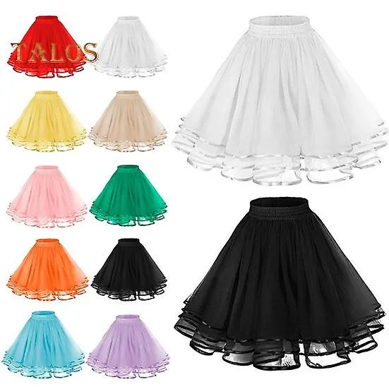 Mesh Tulle Skirt with Elastic Waistband Solid Color Three-Layered Princess Skirt Cosplay Weddings Parties Knee-Length Skirt