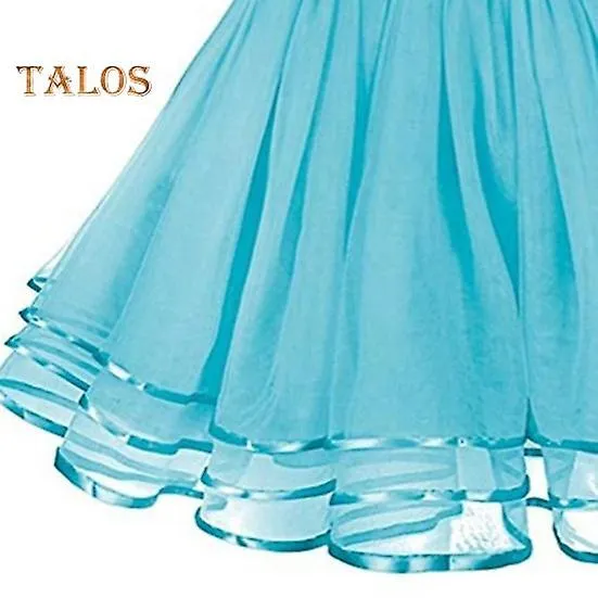 Mesh Tulle Skirt with Elastic Waistband Solid Color Three-Layered Princess Skirt Cosplay Weddings Parties Knee-Length Skirt