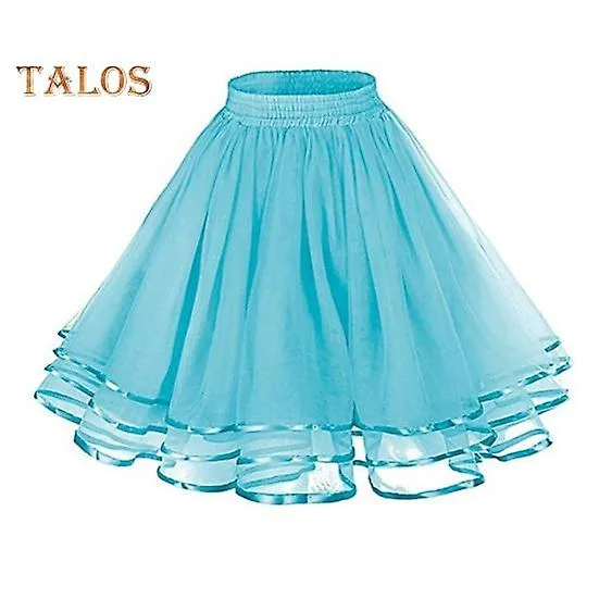 Mesh Tulle Skirt with Elastic Waistband Solid Color Three-Layered Princess Skirt Cosplay Weddings Parties Knee-Length Skirt