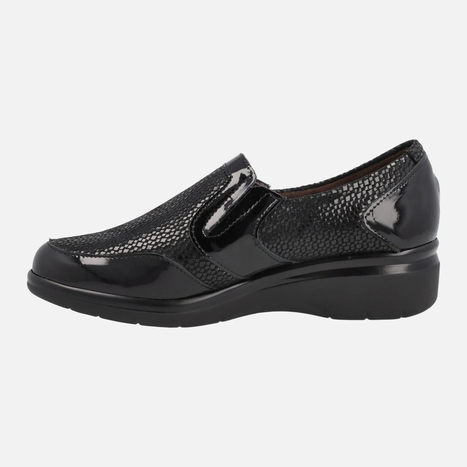 Mocasines confort para mujer en combinado negro