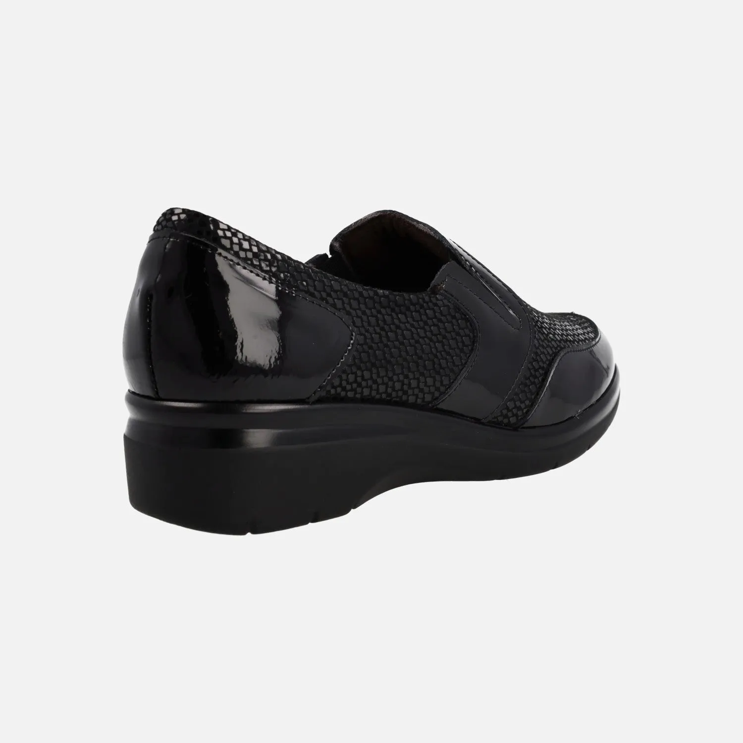 Mocasines confort para mujer en combinado negro