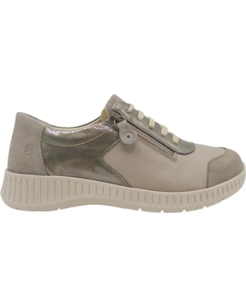 Mocasines SUAVE BY LEYLAND  de Mujer 3302 ZAPATO CORDONES Y CREMALLERA PLANTILLA EXTRAIBLE  BEIGE