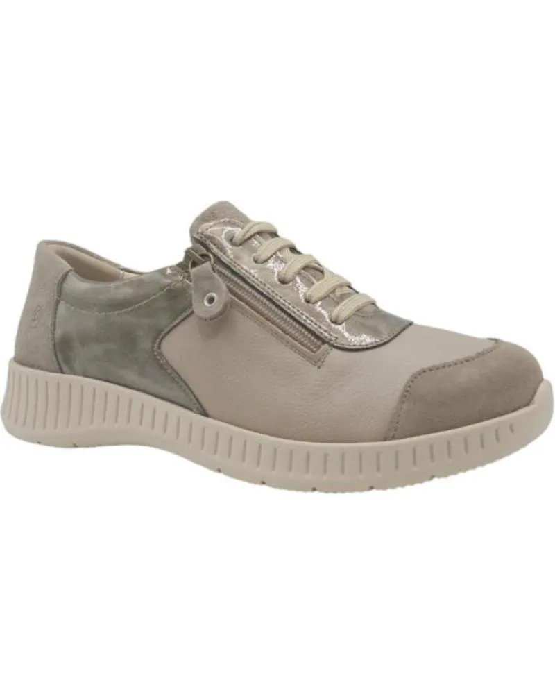 Mocasines SUAVE BY LEYLAND  de Mujer 3302 ZAPATO CORDONES Y CREMALLERA PLANTILLA EXTRAIBLE  BEIGE