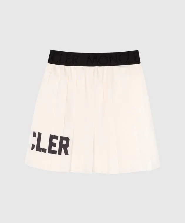 Moncler ENFANT Children's white pleated skirt with logo print