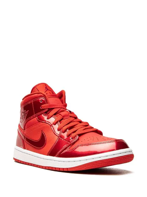 N370O Jordan tenis Air Jordan 1 Mid charol rojo