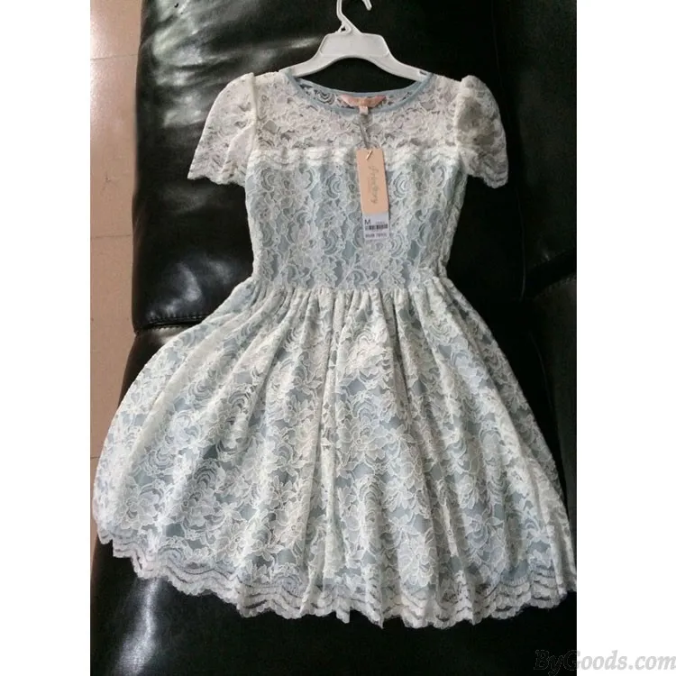 New Sweet Bow Hollow Out Lace Slim Dress