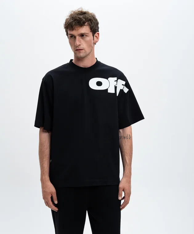 Off-White Black t-shirt with contrasting logo print