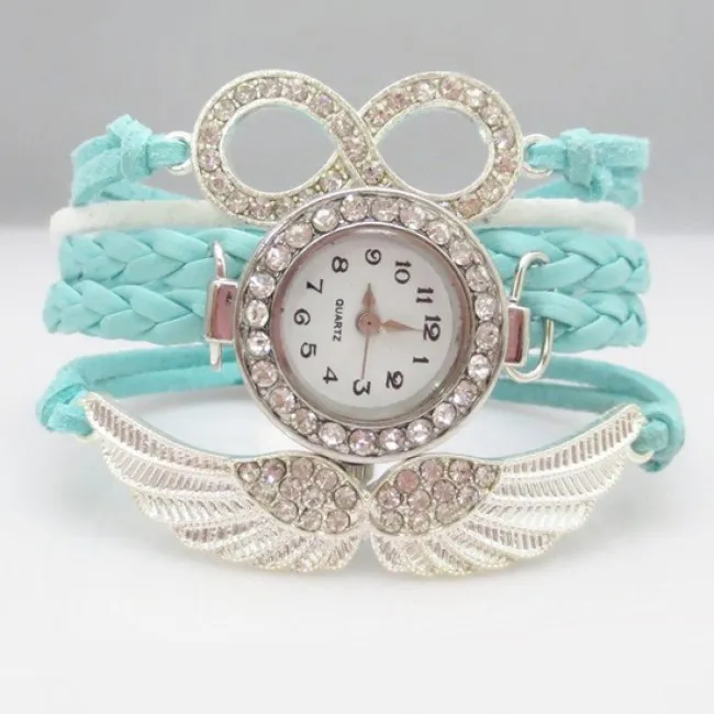 Original Angel Wings Rhinestone Braided Bracelet Watch