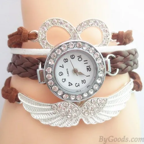 Original Angel Wings Rhinestone Braided Bracelet Watch