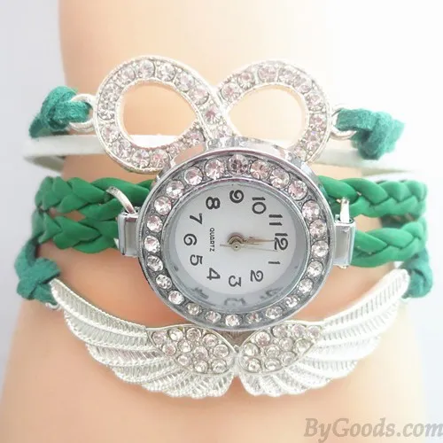 Original Angel Wings Rhinestone Braided Bracelet Watch