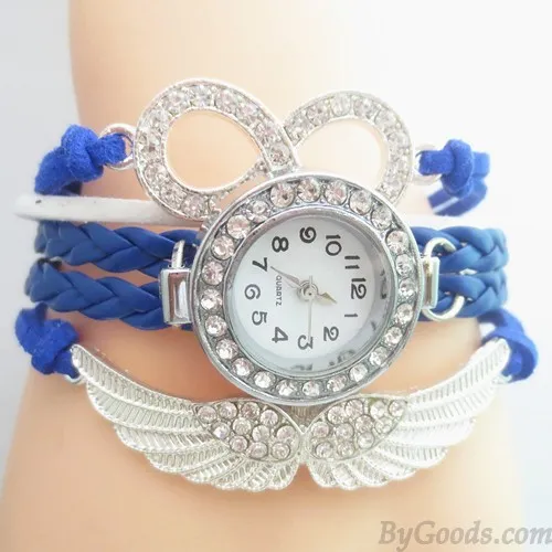 Original Angel Wings Rhinestone Braided Bracelet Watch