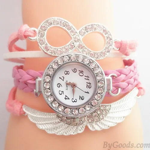 Original Angel Wings Rhinestone Braided Bracelet Watch