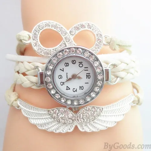 Original Angel Wings Rhinestone Braided Bracelet Watch