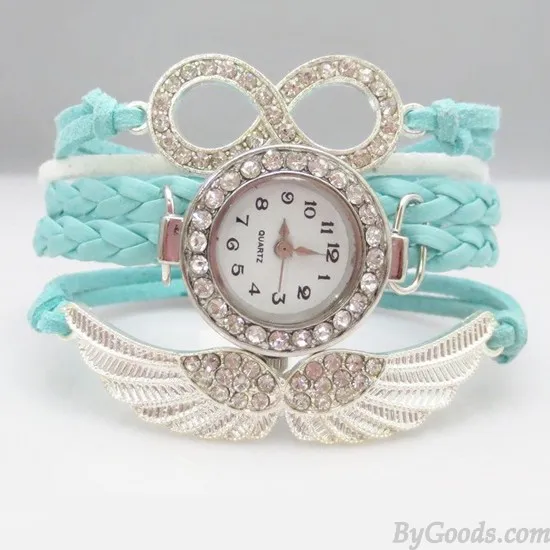 Original Angel Wings Rhinestone Braided Bracelet Watch