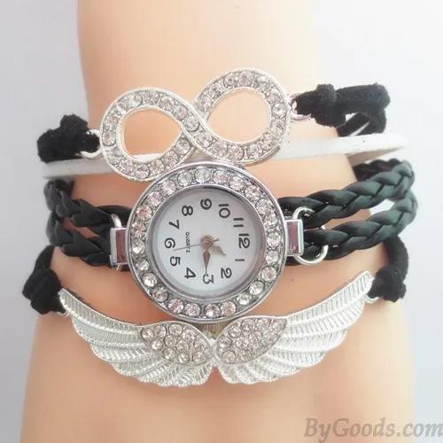 Original Angel Wings Rhinestone Braided Bracelet Watch