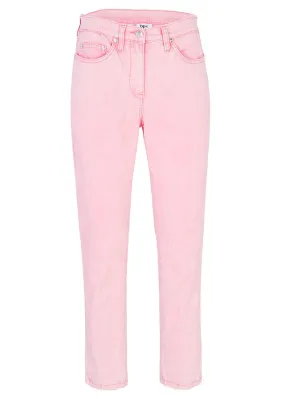 Pantalón acortado de sarga con aspecto desgastado Rosa brillante