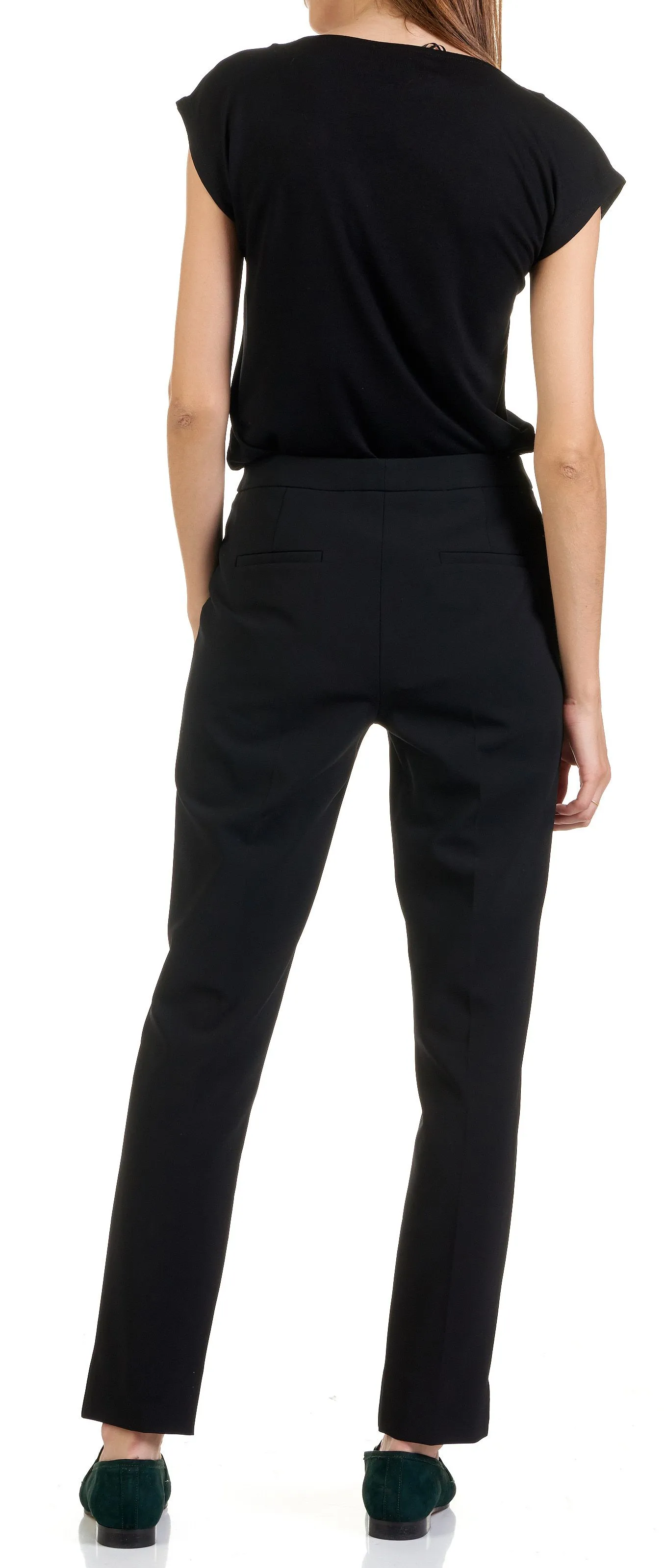 Pantalón slim de crepé en negro