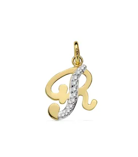 Pendentif Initiale R Or Jaune 18 K 15 mm