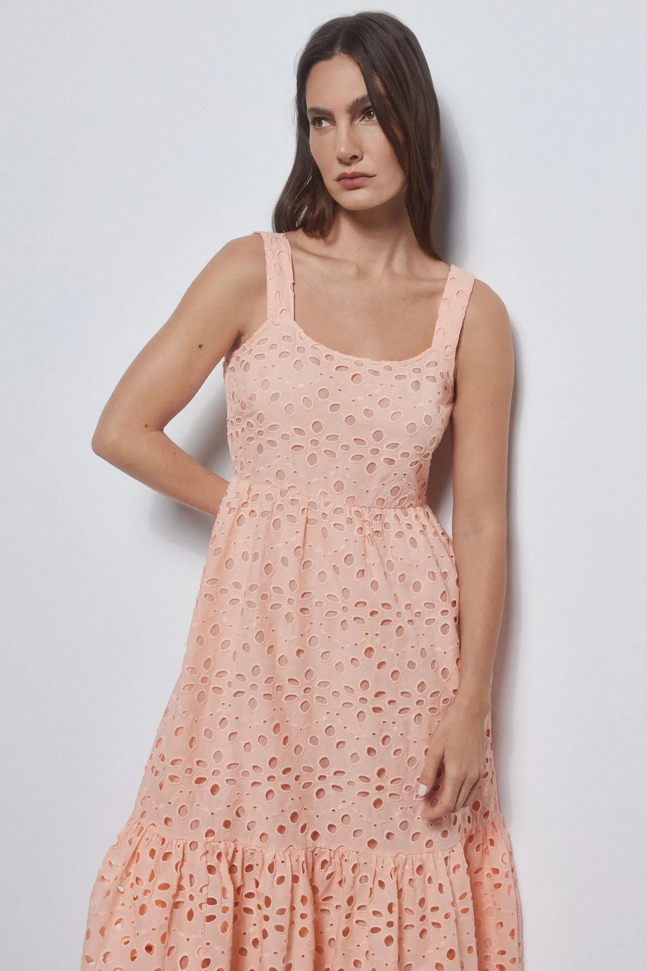 Perforated cotton dress