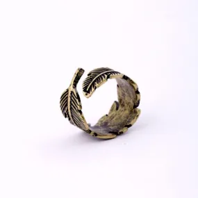 Retro Bronze Feather Ring