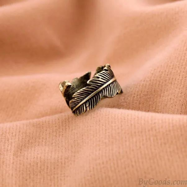 Retro Bronze Feather Ring