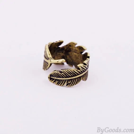 Retro Bronze Feather Ring