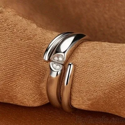 Romantic Platinum Plated Zircon Couple Ring