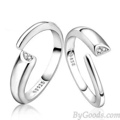 Romantic Platinum Plated Zircon Couple Ring