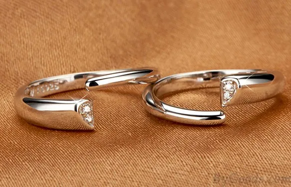 Romantic Platinum Plated Zircon Couple Ring