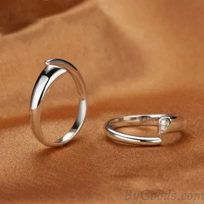 Romantic Platinum Plated Zircon Couple Ring