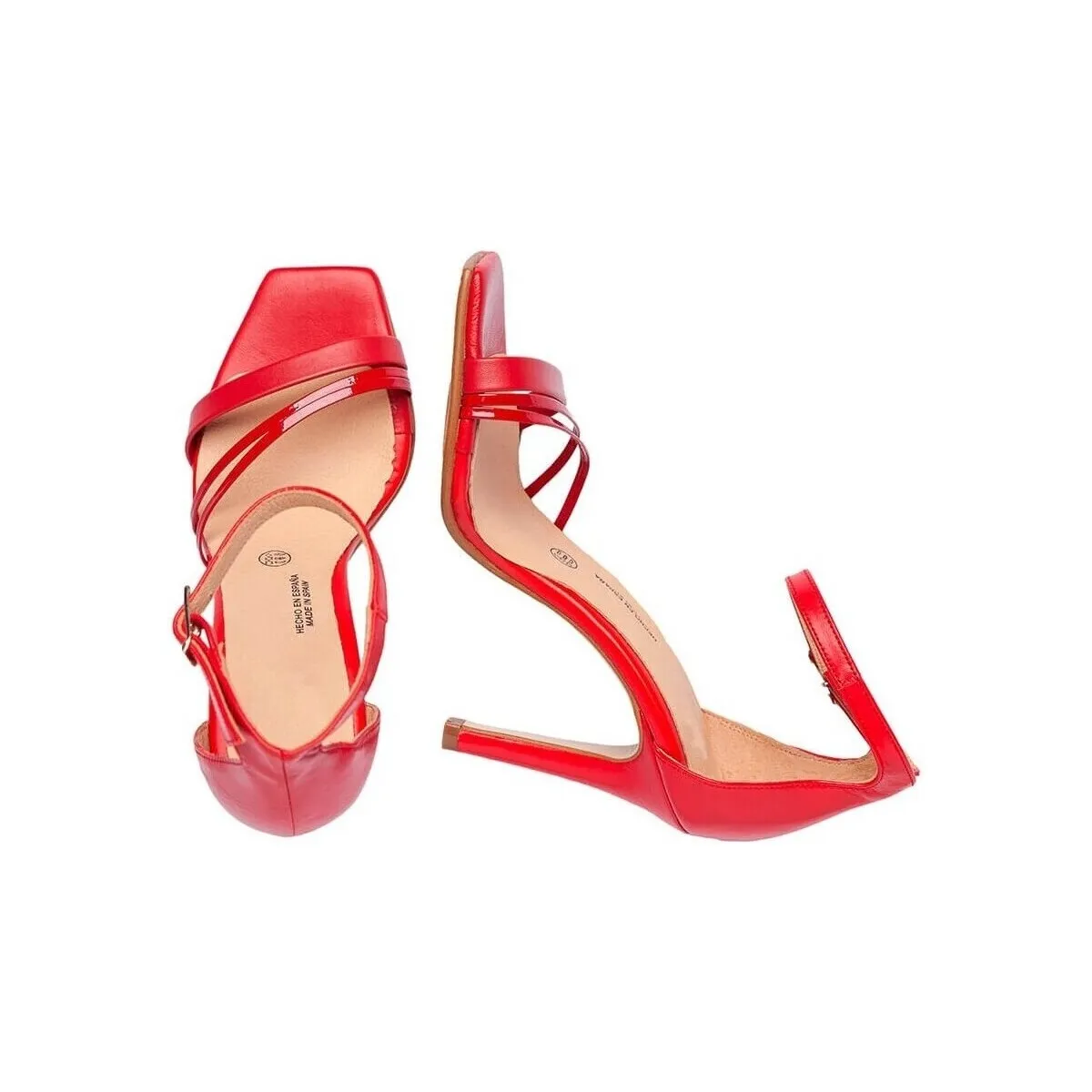 Sandalias rojas de piel con tacon alto by CBP